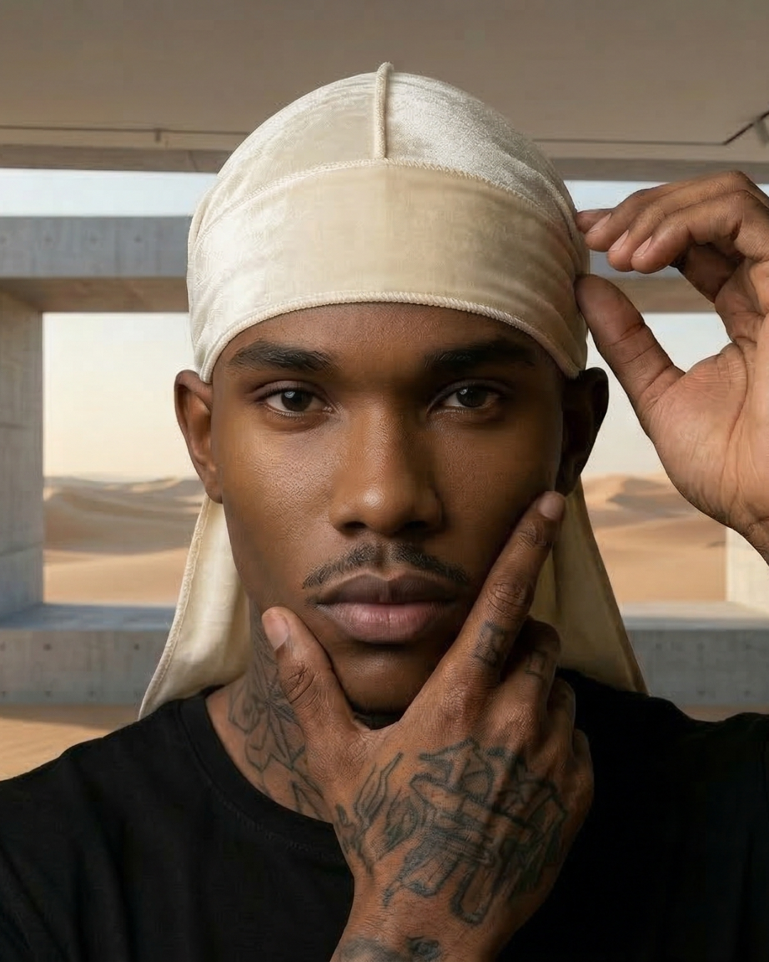 Durag En Velours Blanc Cassé