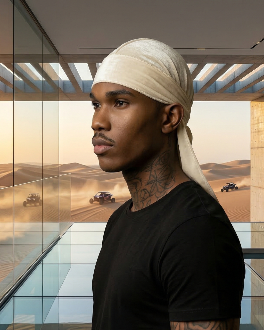 Durag En Velours Blanc Cassé