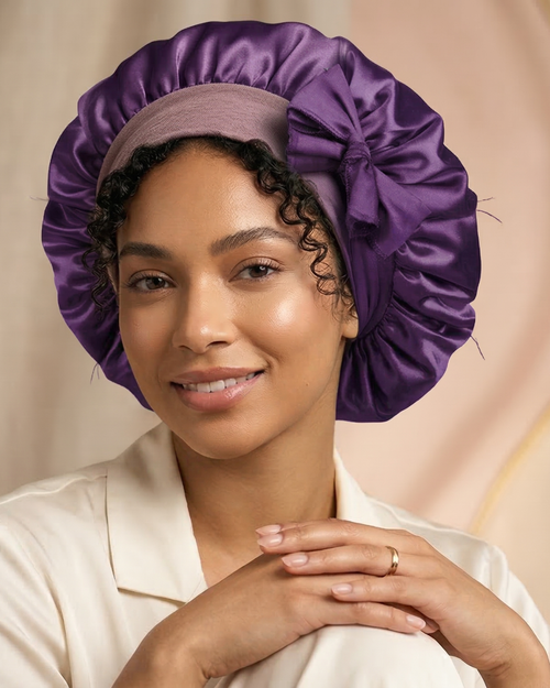 Bonnet en Satin Ajustable Violet