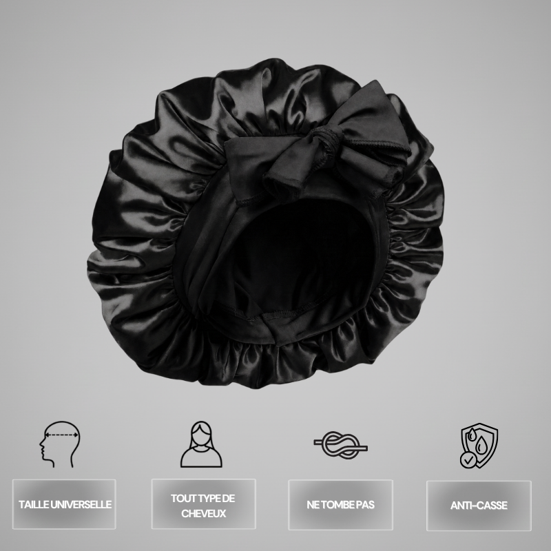 Verstellbare schwarze Satinhaube