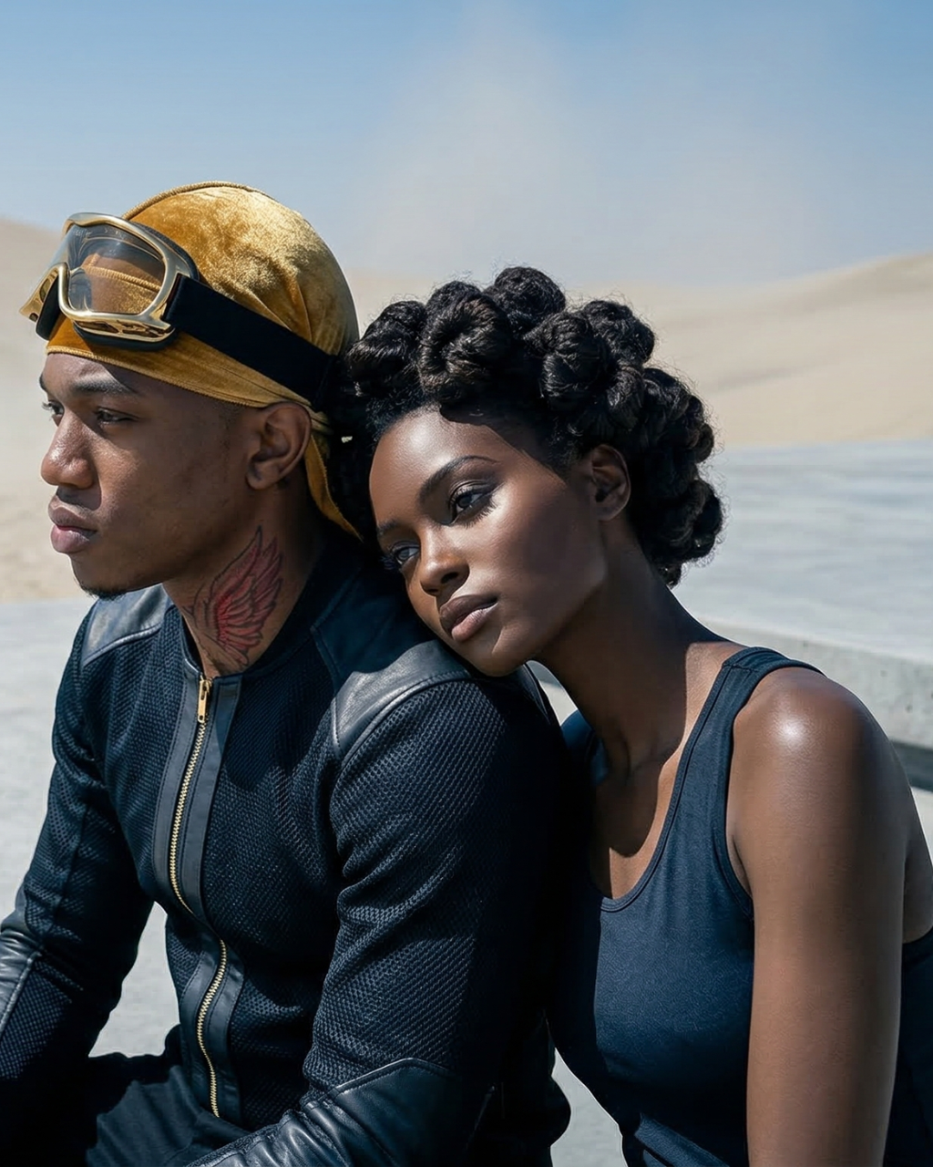 Beigefarbener Durag aus Samt