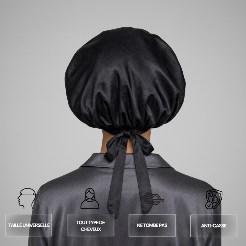 Verstellbare schwarze Satinhaube