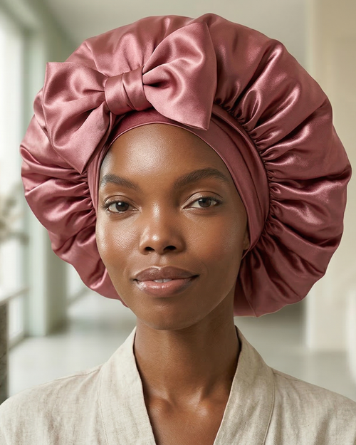 Bonnet en Satin Ajustable Rose